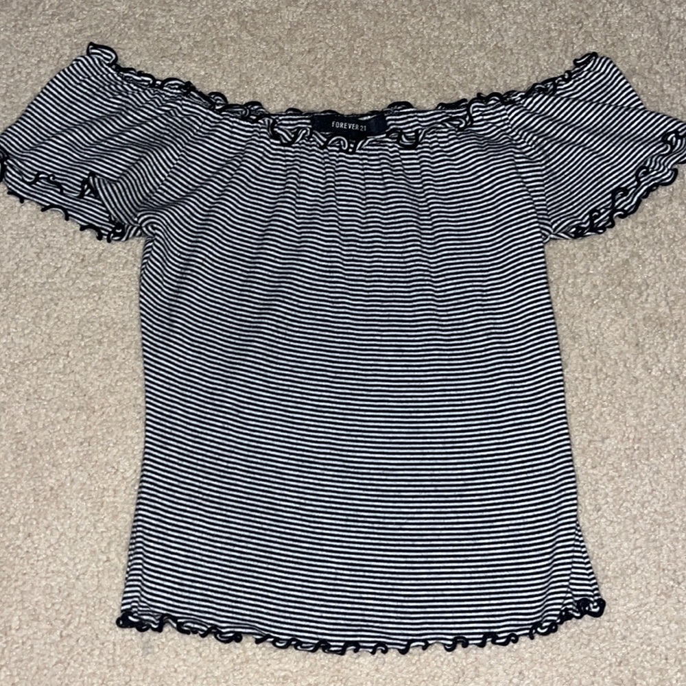 Striped off the shoulder top